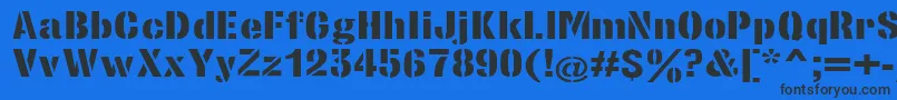 StencilsansextraboldRegular-Schriftart – Schwarze Schriften auf blauem Hintergrund