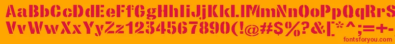 StencilsansextraboldRegular-Schriftart – Rote Schriften auf orangefarbenem Hintergrund