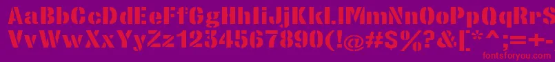 フォントStencilsansextraboldRegular – 紫の背景に赤い文字