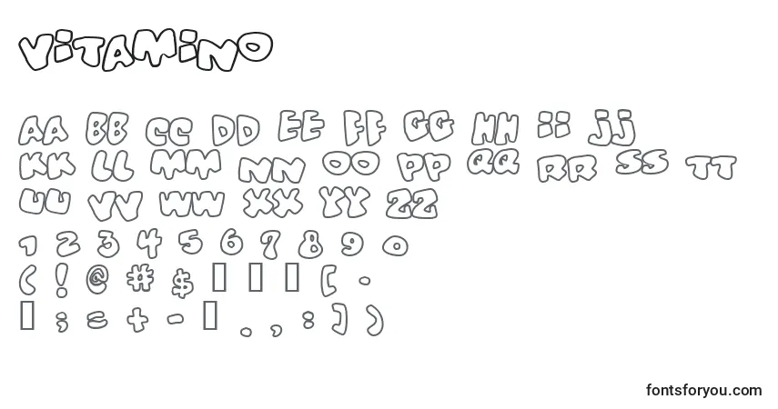 Шрифт Vitamino – алфавит, цифры, специальные символы