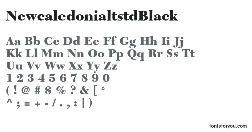 Czcionka NewcaledonialtstdBlack – alfabet, cyfry, specjalne znaki