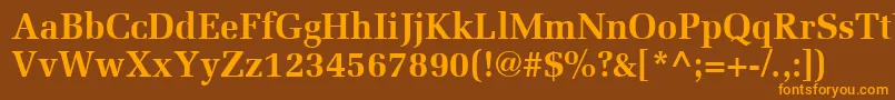 フォントMeliorLtBold – オレンジ色の文字が茶色の背景にあります。