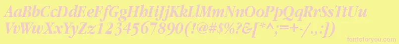 GaramondnarrowattBolditalic Font – Pink Fonts on Yellow Background