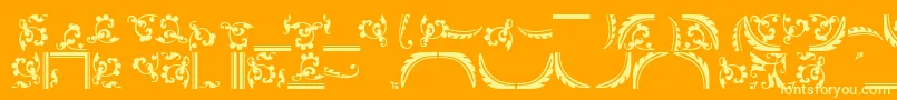 OrnamentstwosskRegular-Schriftart – Gelbe Schriften auf orangefarbenem Hintergrund