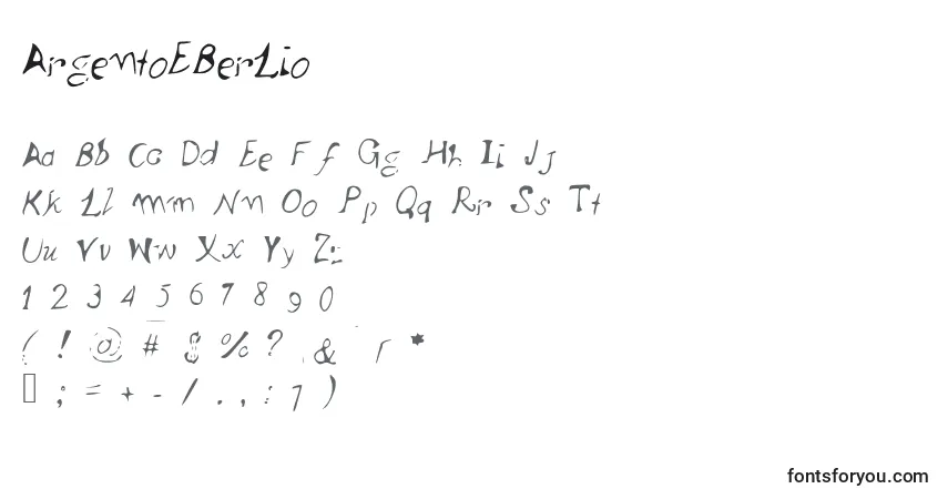 A fonte ArgentoEBerLio – alfabeto, números, caracteres especiais