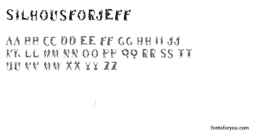 A fonte Silhousforjeff – alfabeto, números, caracteres especiais