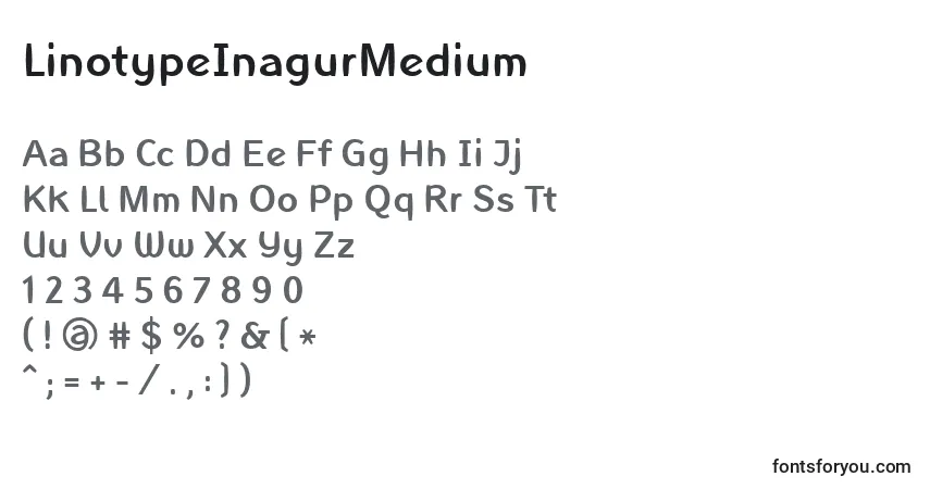 Czcionka LinotypeInagurMedium – alfabet, cyfry, specjalne znaki