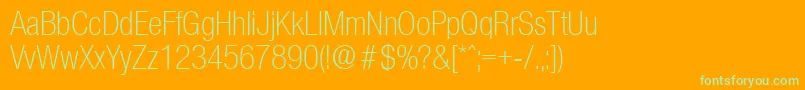 OlnovaLightcond-Schriftart – Grüne Schriften auf orangefarbenem Hintergrund