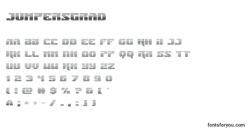 A fonte Jumpersgrad – alfabeto, números, caracteres especiais