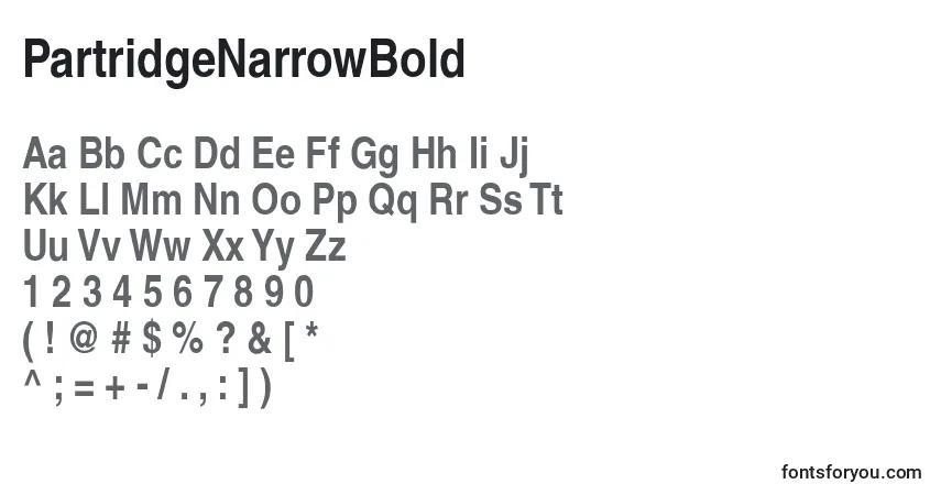 A fonte PartridgeNarrowBold – alfabeto, números, caracteres especiais