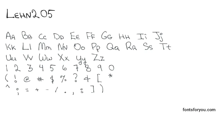 Lehn205-fontti – aakkoset, numerot, erikoismerkit