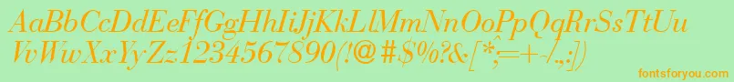 BodonirecutRegularitalic Font – Orange Fonts on Green Background