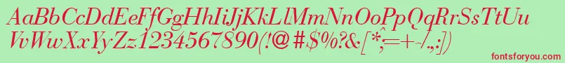 BodonirecutRegularitalic Font – Red Fonts on Green Background