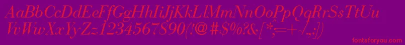 BodonirecutRegularitalic Font – Red Fonts on Purple Background