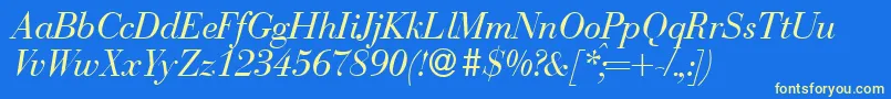 BodonirecutRegularitalic Font – Yellow Fonts on Blue Background