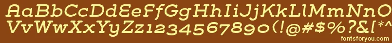 GroverSlabItalic-fontti – keltaiset fontit ruskealla taustalla