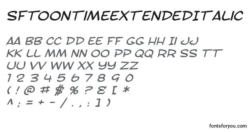 Шрифт SfToontimeExtendedItalic – алфавит, цифры, специальные символы