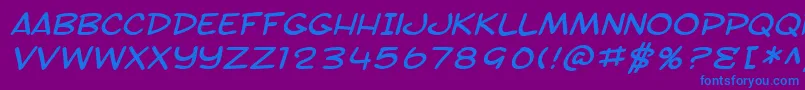 SfToontimeExtendedItalic-Schriftart – Blaue Schriften auf violettem Hintergrund