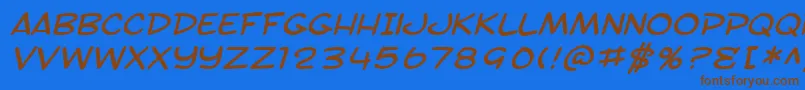 SfToontimeExtendedItalic-Schriftart – Braune Schriften auf blauem Hintergrund