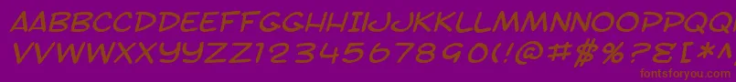 SfToontimeExtendedItalic-fontti – ruskeat fontit violetilla taustalla