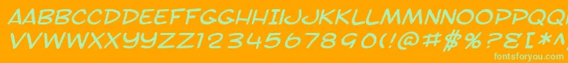 Шрифт SfToontimeExtendedItalic – зелёные шрифты на оранжевом фоне