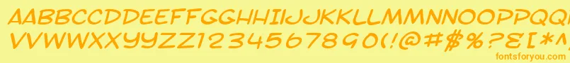 SfToontimeExtendedItalic-Schriftart – Orangefarbene Schriften auf gelbem Hintergrund