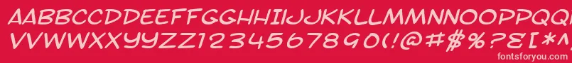 SfToontimeExtendedItalic-fontti – vaaleanpunaiset fontit punaisella taustalla