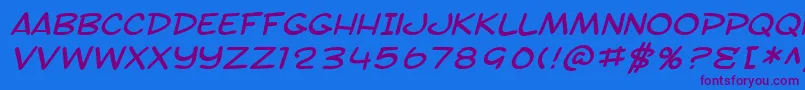 Weitere Informationen zur SfToontimeExtendedItalic-Schriftart SfToontimeExtendedItalic-Schriftart – Violette Schriften auf blauem Hintergrund