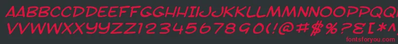 フォントSfToontimeExtendedItalic – 黒い背景に赤い文字