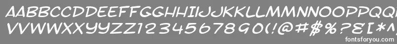 SfToontimeExtendedItalic-fontti – valkoiset fontit harmaalla taustalla