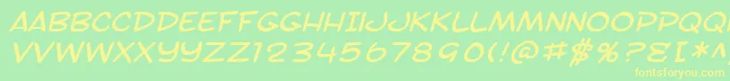 SfToontimeExtendedItalic Font – Yellow Fonts on Green Background