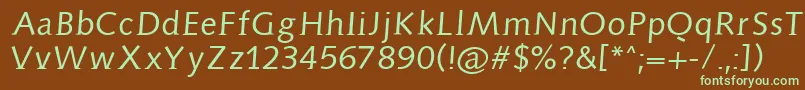 フォントAidaserif – 緑色の文字が茶色の背景にあります。