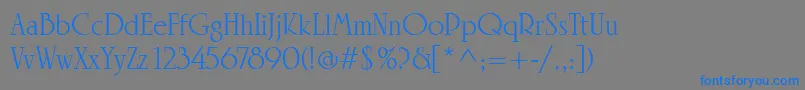 LinotypeRowenaRegular-Schriftart – Blaue Schriften auf grauem Hintergrund