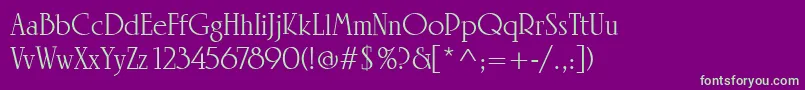 LinotypeRowenaRegular Font – Green Fonts on Purple Background