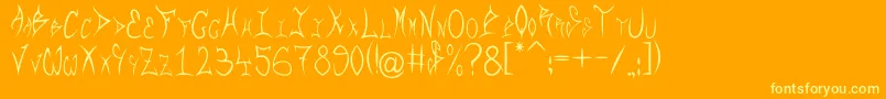 Rqf-Schriftart – Gelbe Schriften auf orangefarbenem Hintergrund