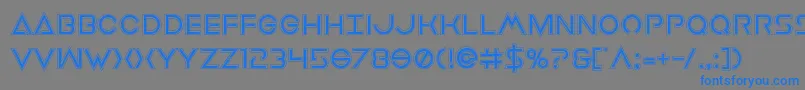 フォントEarthorbiteracad – 灰色の背景に青い文字