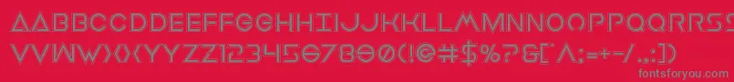 フォントEarthorbiteracad – 赤い背景に灰色の文字