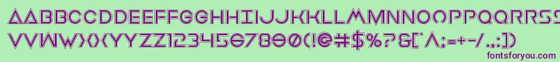 フォントEarthorbiteracad – 緑の背景に紫のフォント