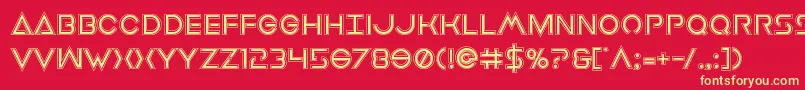 フォントEarthorbiteracad – 黄色の文字、赤い背景