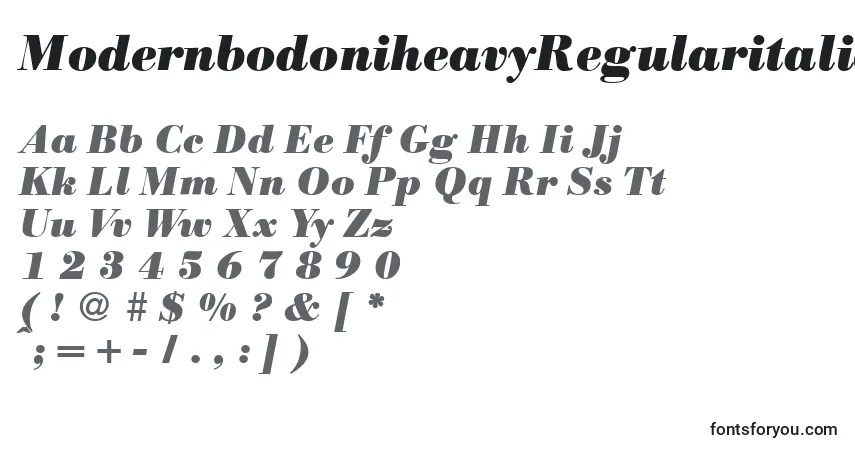 A fonte ModernbodoniheavyRegularitalic – alfabeto, números, caracteres especiais