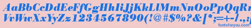 Fonte ModernbodoniheavyRegularitalic – fontes azuis em um fundo rosa