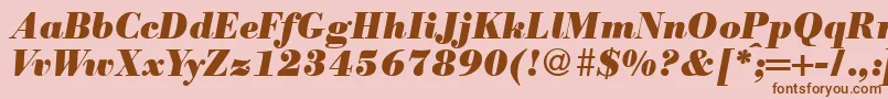 フォントModernbodoniheavyRegularitalic – ピンクの背景に茶色のフォント