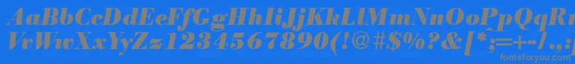 フォントModernbodoniheavyRegularitalic – 青い背景に灰色の文字