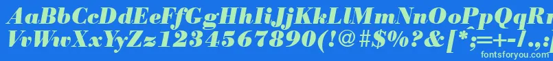 ModernbodoniheavyRegularitalic Font – Green Fonts on Blue Background