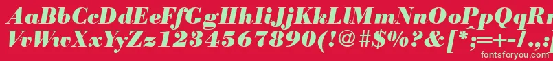 フォントModernbodoniheavyRegularitalic – 赤い背景に緑の文字