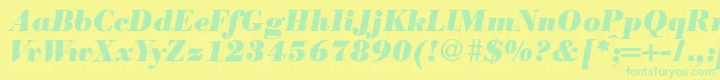 Шрифт ModernbodoniheavyRegularitalic – зелёные шрифты на жёлтом фоне