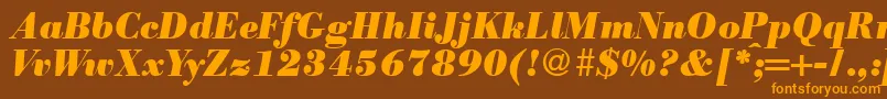 ModernbodoniheavyRegularitalic-fontti – oranssit fontit ruskealla taustalla