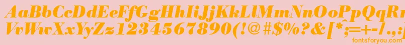 Fonte ModernbodoniheavyRegularitalic – fontes laranjas em um fundo rosa