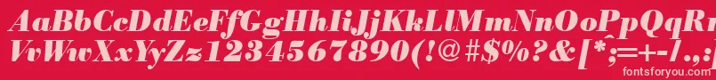 ModernbodoniheavyRegularitalic-fontti – vaaleanpunaiset fontit punaisella taustalla