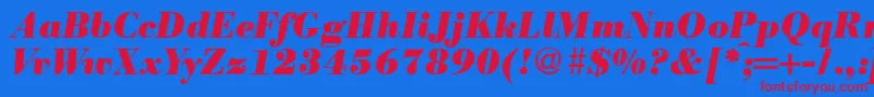 ModernbodoniheavyRegularitalic Font – Red Fonts on Blue Background